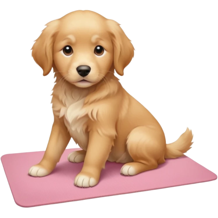Sassy Golden retriever puppy on light pink yoga mat emoji