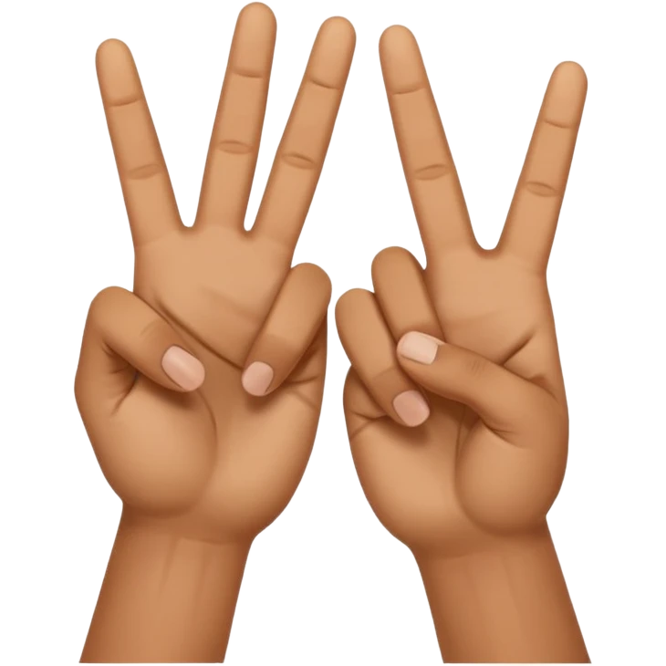 two peace hand sign but one is flipped the other way touch the other fingers emoji