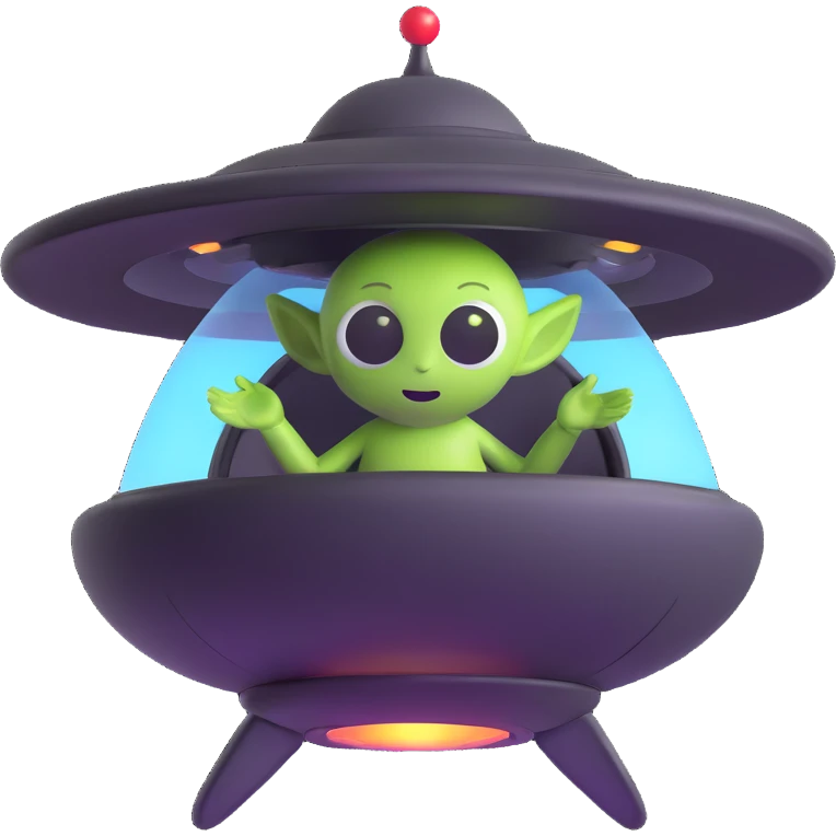 cute alien inside a flying saucer emoji