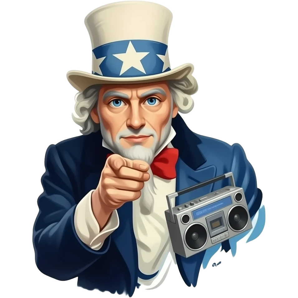Uncle Sam with a boombox emoji