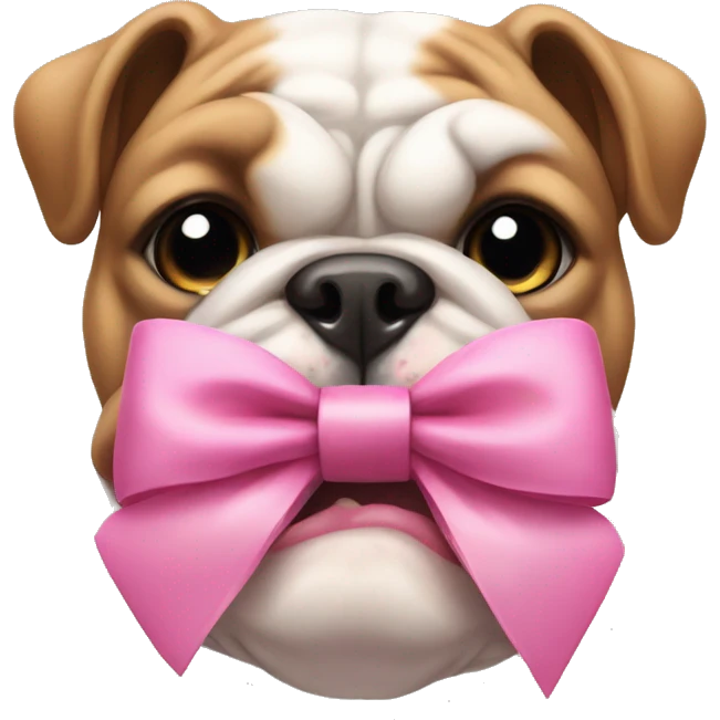 bulldog with cute pink bow emoji