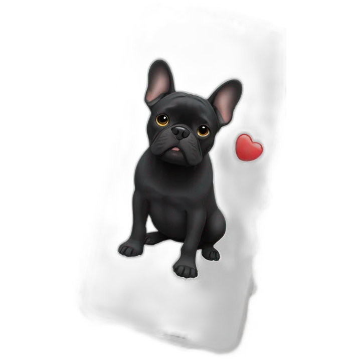 Black french buldog with iPhone  emoji