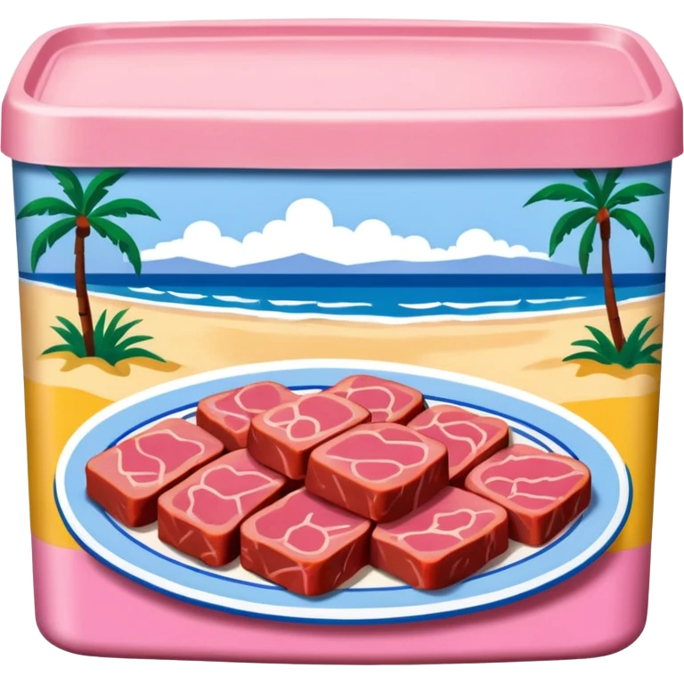 Matisse style pink SPAM meat Miami beach landscape emoji