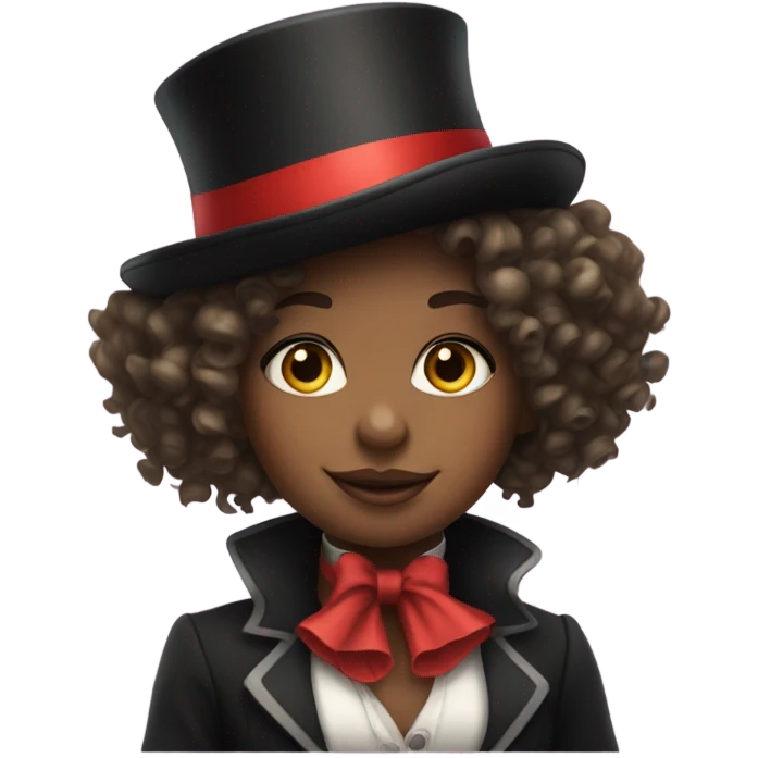Girl with curly hair top hat circus emoji