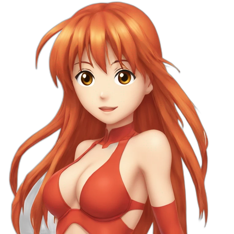 asuka langley nue, full-body, long-hair, teen, enfant, bikini emoji
