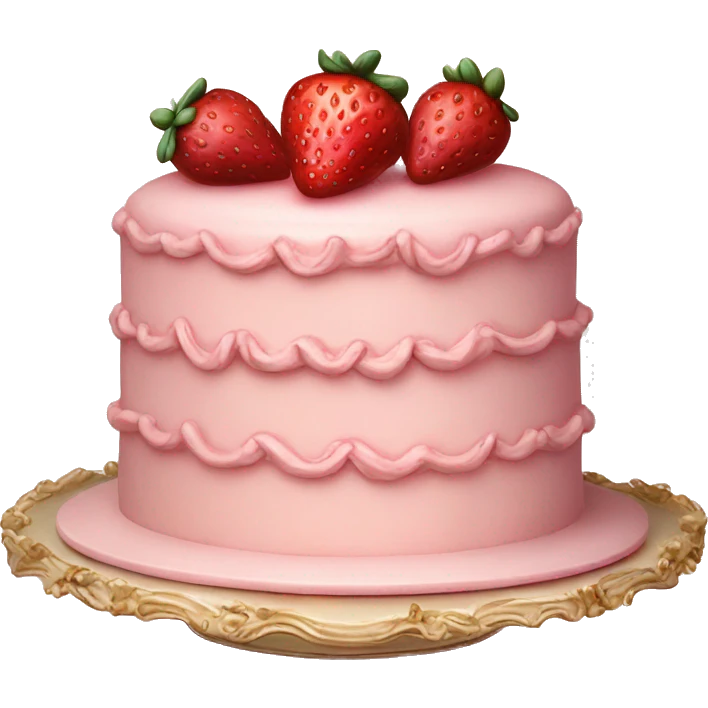 vintage rococo pale pink cake with strawberries emoji