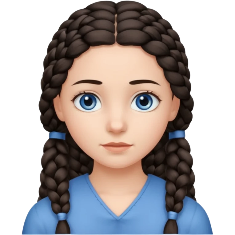 девушка с одной темно-коричневой косой серо-голубыми глазами и светлой кожей emoji