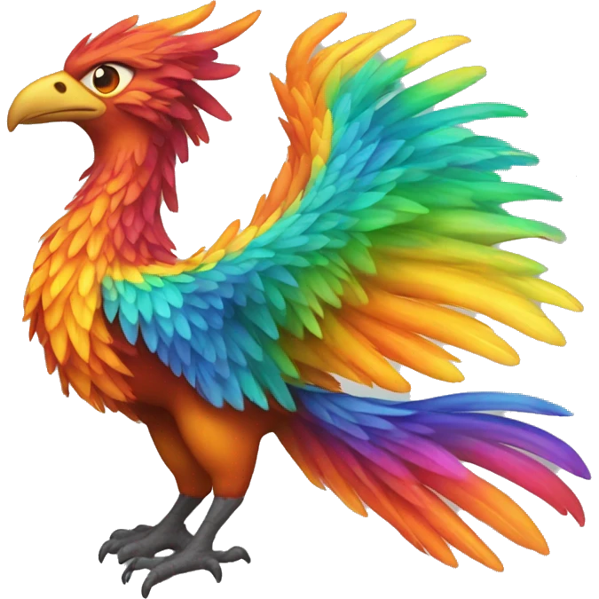 rainbow fire phoenix bird  emoji