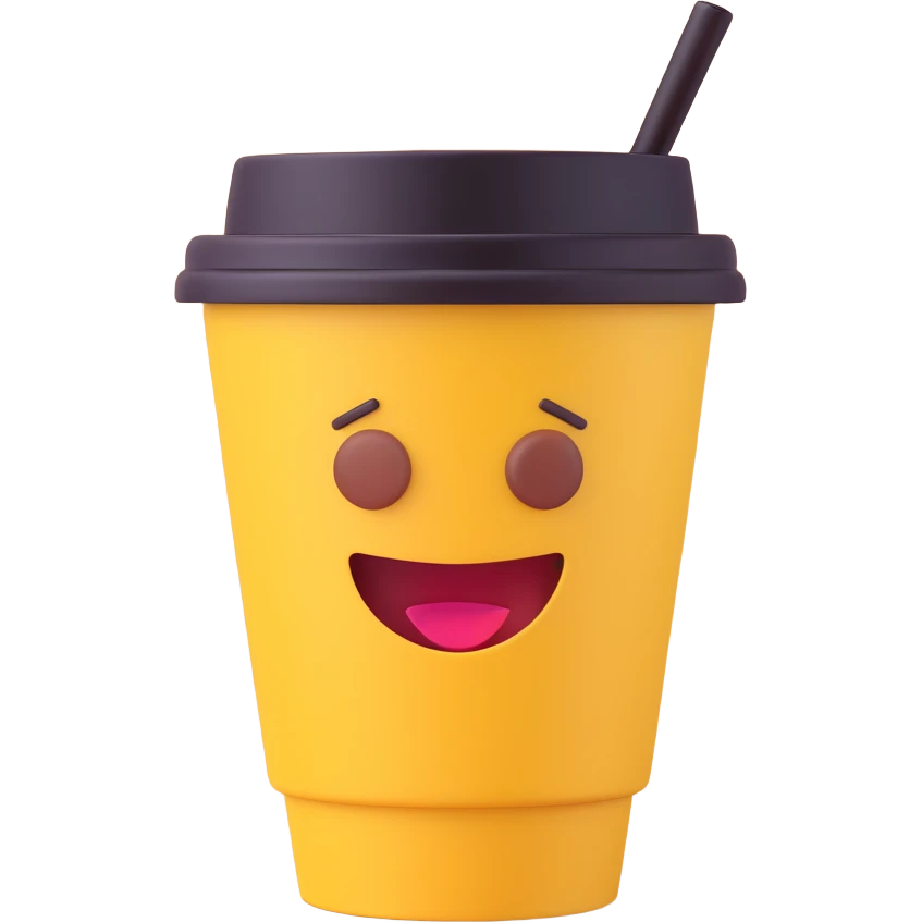 friendly smooth detailed to-go coffee cup 3D emoji style emoji