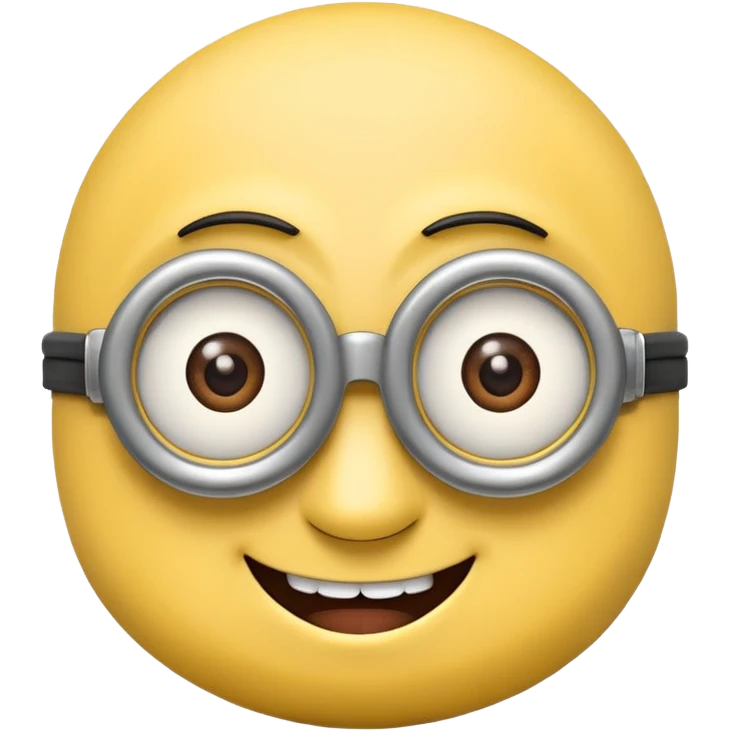 Minion emoji with a round head like normal emojis and a smurk 😏 emoji