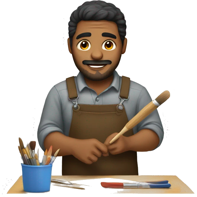 hombre pintando emoji