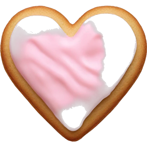 Heart shaped auger cookie with light pink frosting emoji