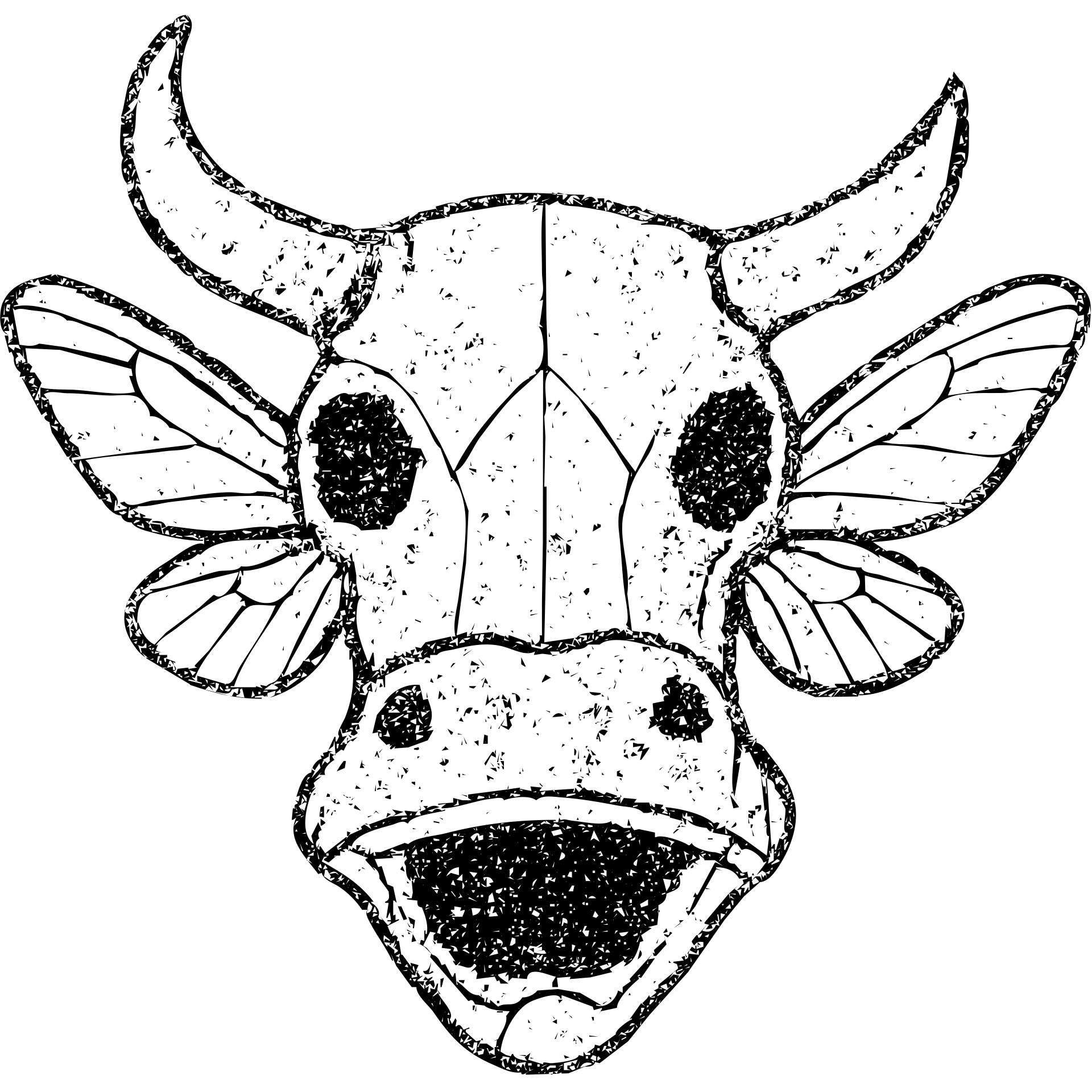 a horrifying minimal red line drawing of just a head merging minotaur skull with broken horn, stoat snout, frog mouth, and moth wings extending from the head, hollow transparent center, heavily distressed with incomplete outlines, worn texture, eroded sections, and scratched appearance, only thin red lines emoji