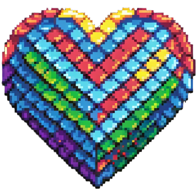 pixelated heart with rainbow colors emoji