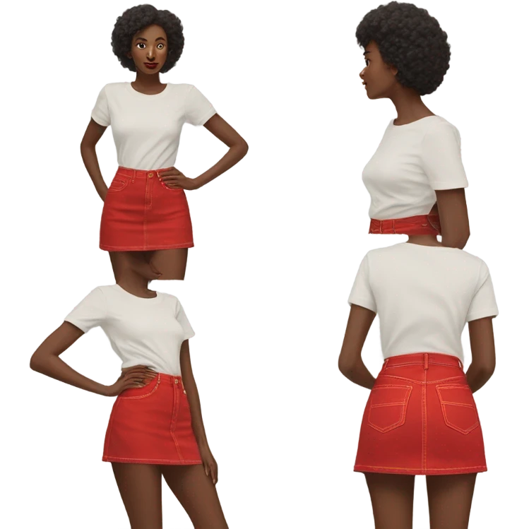 Realistic A-line high waisted red denim skirt, isolated emoji