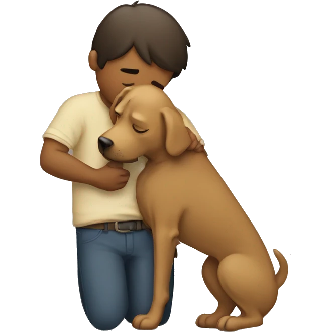 Person huging a dog emoji