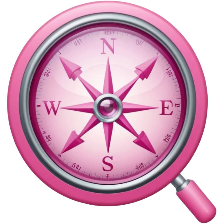 mix light pink dark pink and white girly internet compass logo with a small magnifying glass emoji