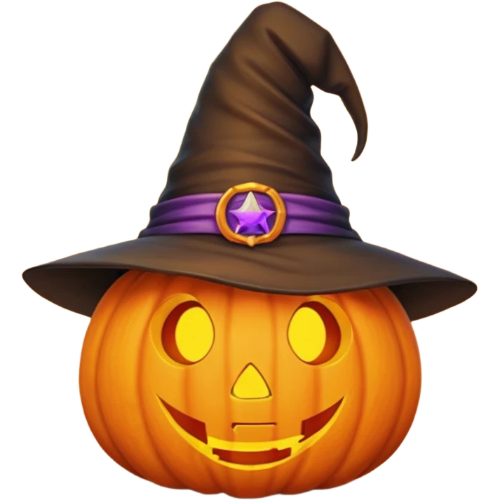 cute pumpkin with witch hat  emoji