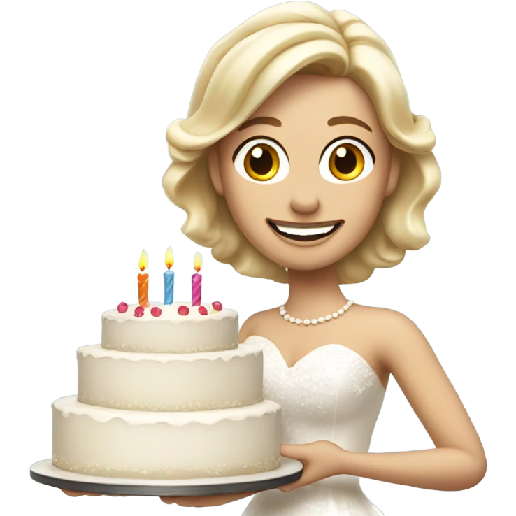 Blonde bride celebrating her birthday emoji