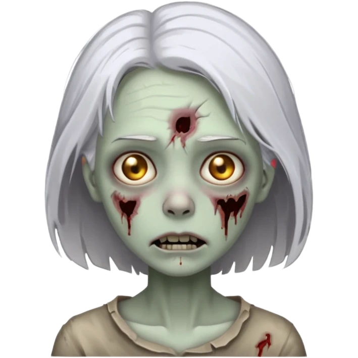A pale zombie girl with white grey hair emoji