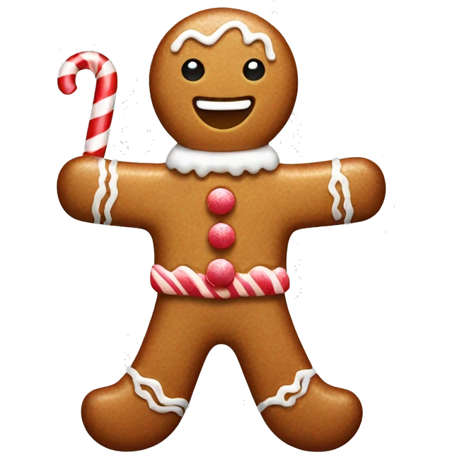 gingerbread man with candy cane  emoji
