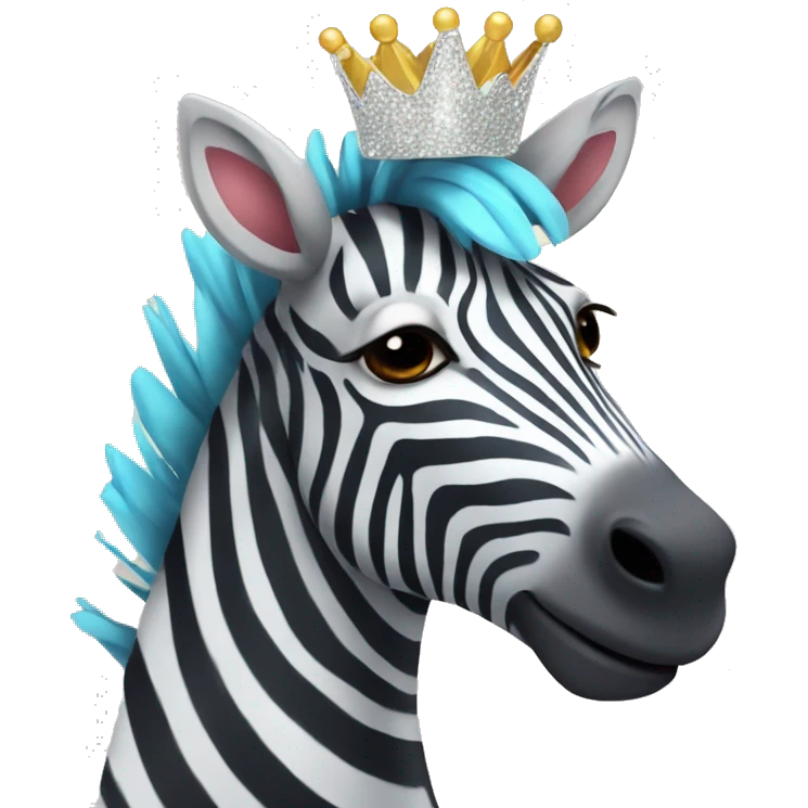 Zebra wearing a crown with sparkles around it emoji