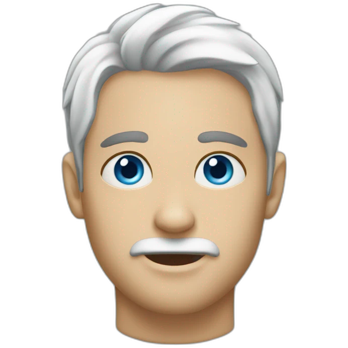 A young Man blue eyes, a short beard, with a cloud in front of his face emoji