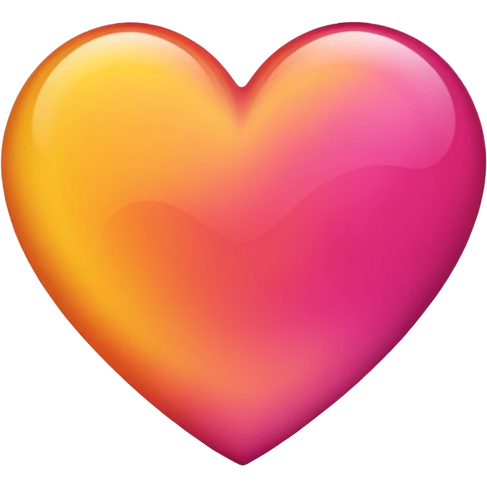 Yellow to orange to dark pink gradient heart emoji