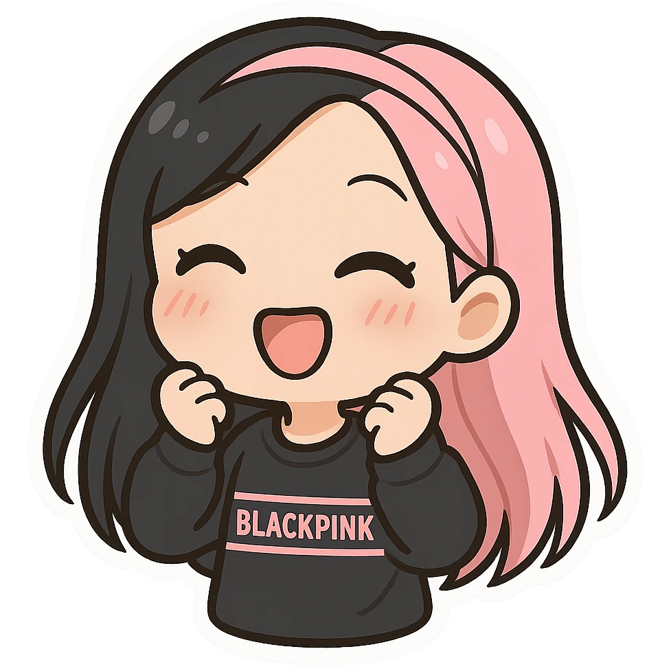 Blackpink inspired icon, pink and black, cute and expressive emoji