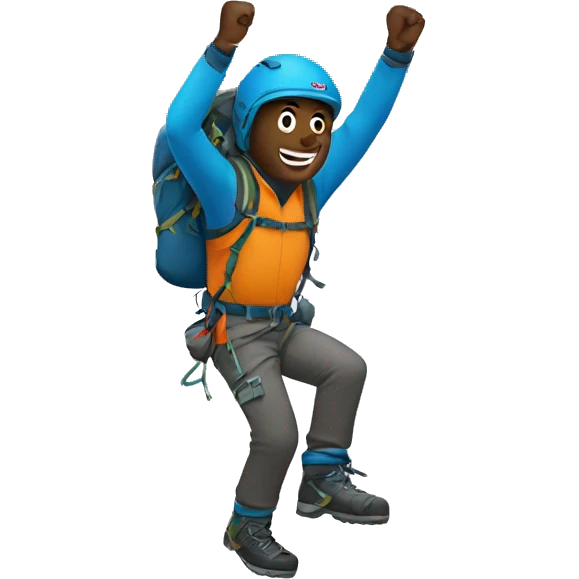 guy in mountain climbing gear dancing silly emoji