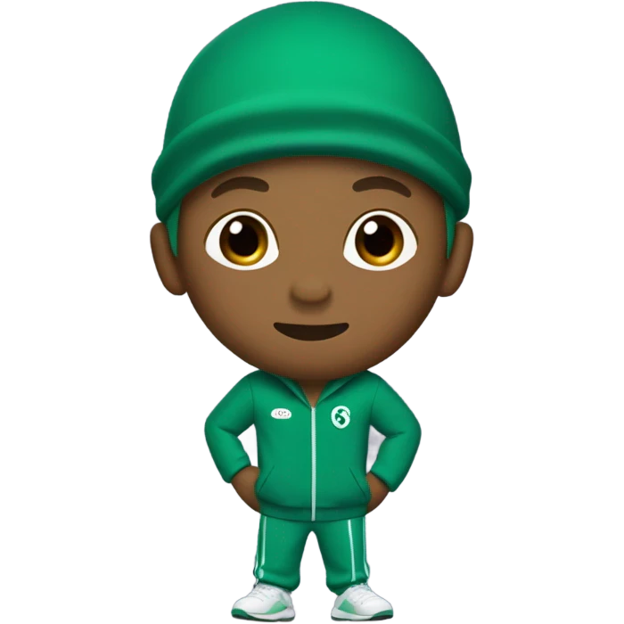 Squid game player in green track suit without hoodie emoji