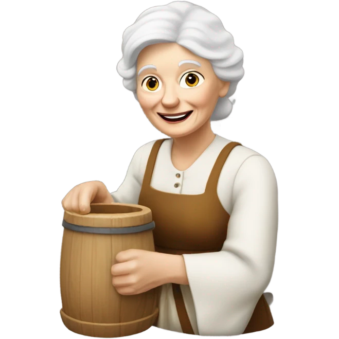 Old Caucasian lady white hair butter churning emoji