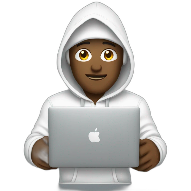 White Developer with hoodie and a macbook emoji