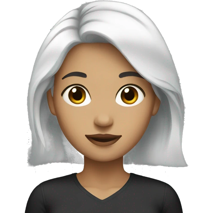 White young woman black hair emoji