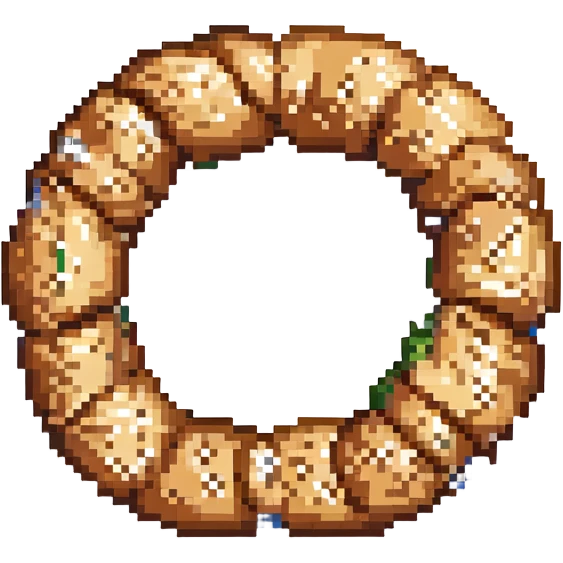 simple sesame simit, pixel art style, ring-shaped, Turkish simit emoji