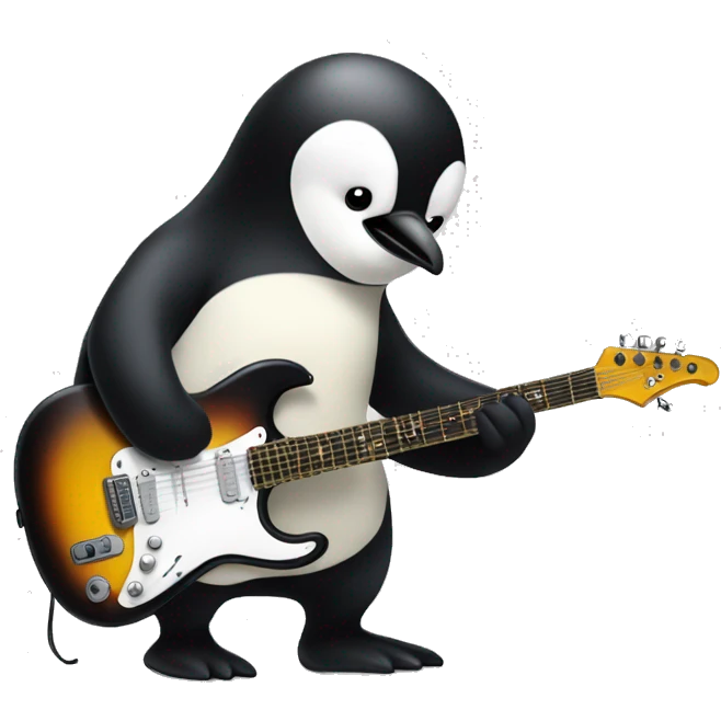 pengui playing electric guitar  emoji