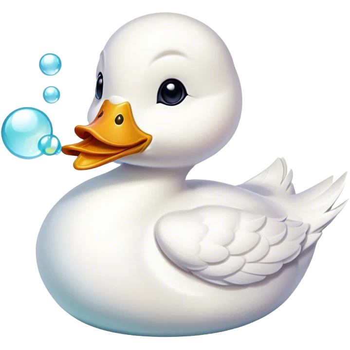 White duck blowing bubbles emoji