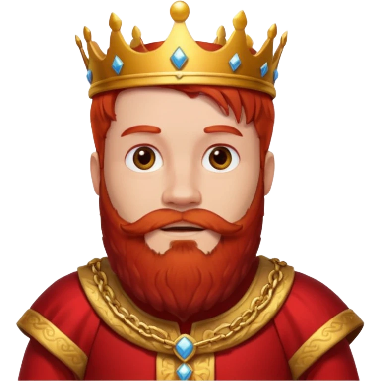 bearded king with no crown and red outfit red hair emoji