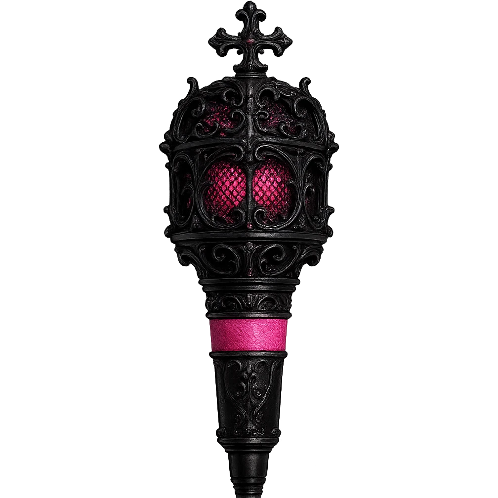 a gothic microphone with black and pink accents, BLACKPINK style, glamorous and moody, detailed, high contrast emoji