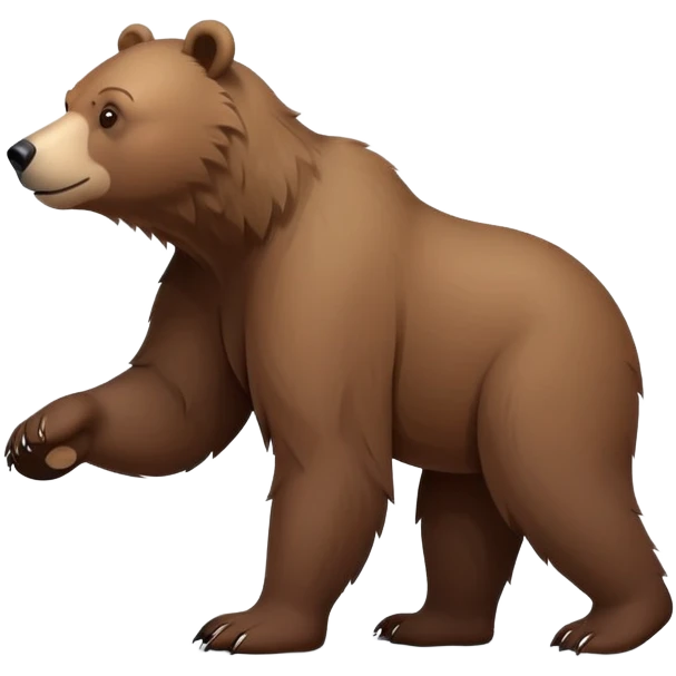 Minimalist brown bear walking on four paws, realistic features, simple design emoji