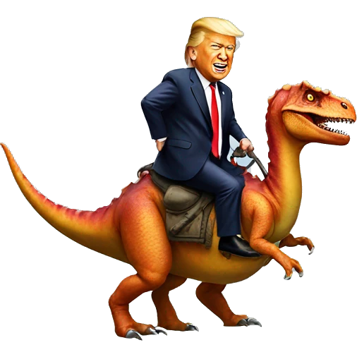 Trump riding dinosaur emoji
