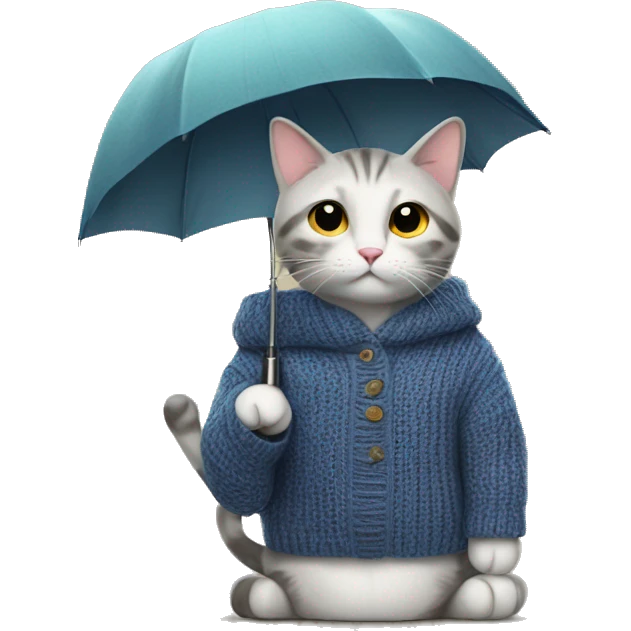cat in a sweater with an umbrella emoji