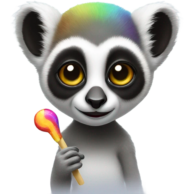 Lemur with a rainbow lollipop emoji