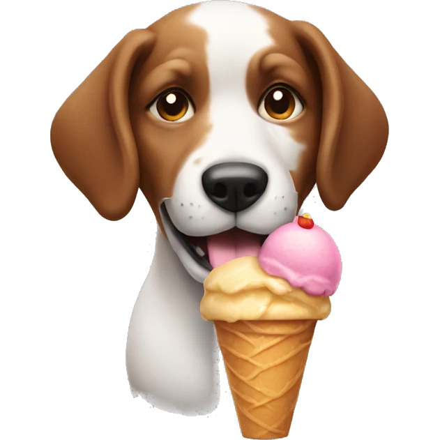 dog holding an ice cream emoji