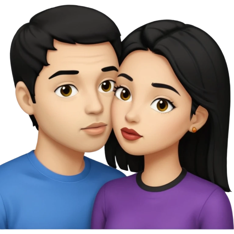 ligh skin black hair man kissing ligh skin black hair woman emoji