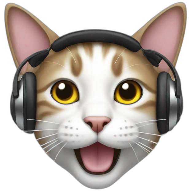 cat headphones shouting emoji