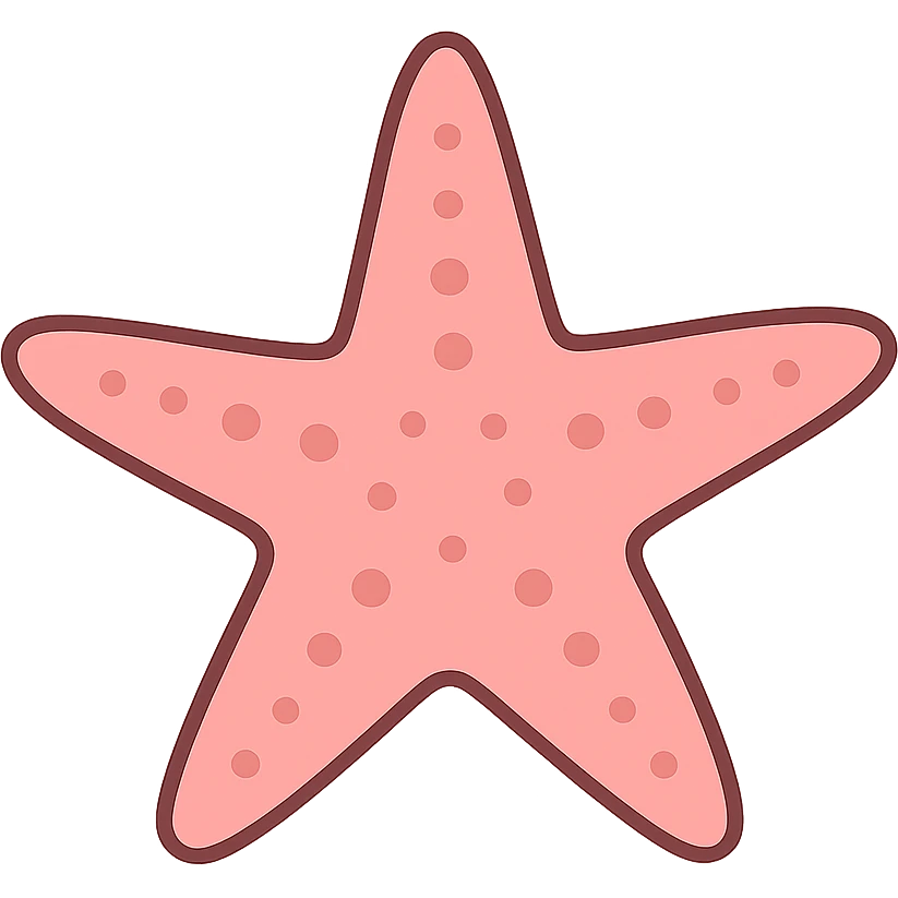 pink starfish, digital illustration emoji