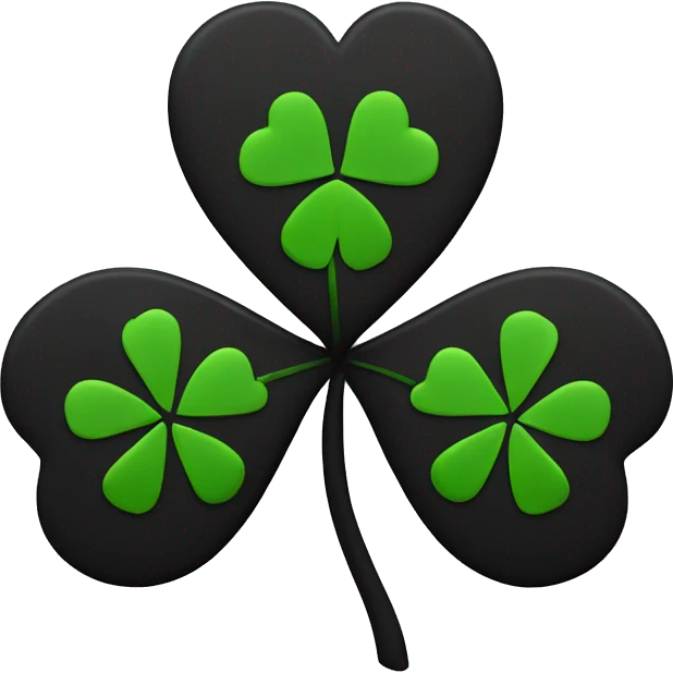 Black 5 leaf clover alphabet P emoji