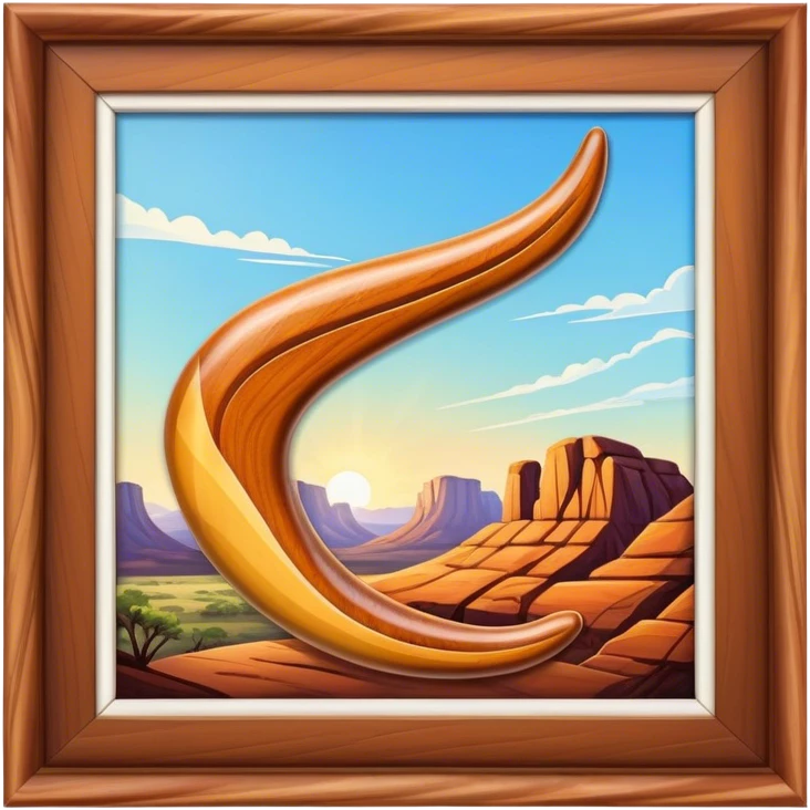 Cinematic Realistic image of a classic boomerang, rendered with detailed wood grain textures and vibrant colors, set against a sunlit outback landscape that emphasizes its iconic Australian heritage emoji