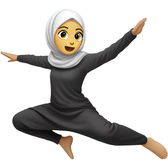Hijabi girl going a backflip emoji